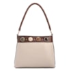 Bolsa De Ombro Pequena Couro Off White/Marrom Bucket Pedras - imagem 1