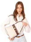 Bolsa De Ombro Pequena Couro Off White/Marrom Bucket Pedras - imagem 3