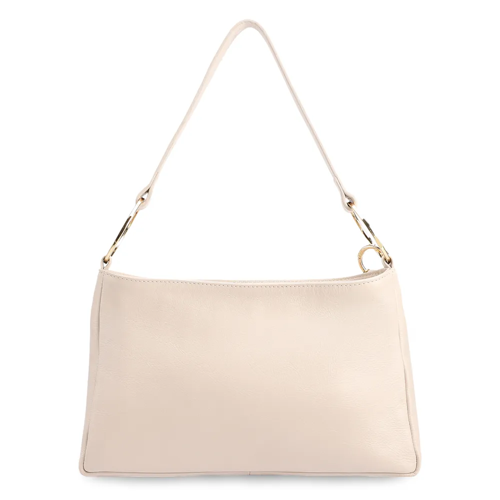 Bolsa De Ombro Pequena Couro Off White Pingente Corrente e Pedras - imagem 3