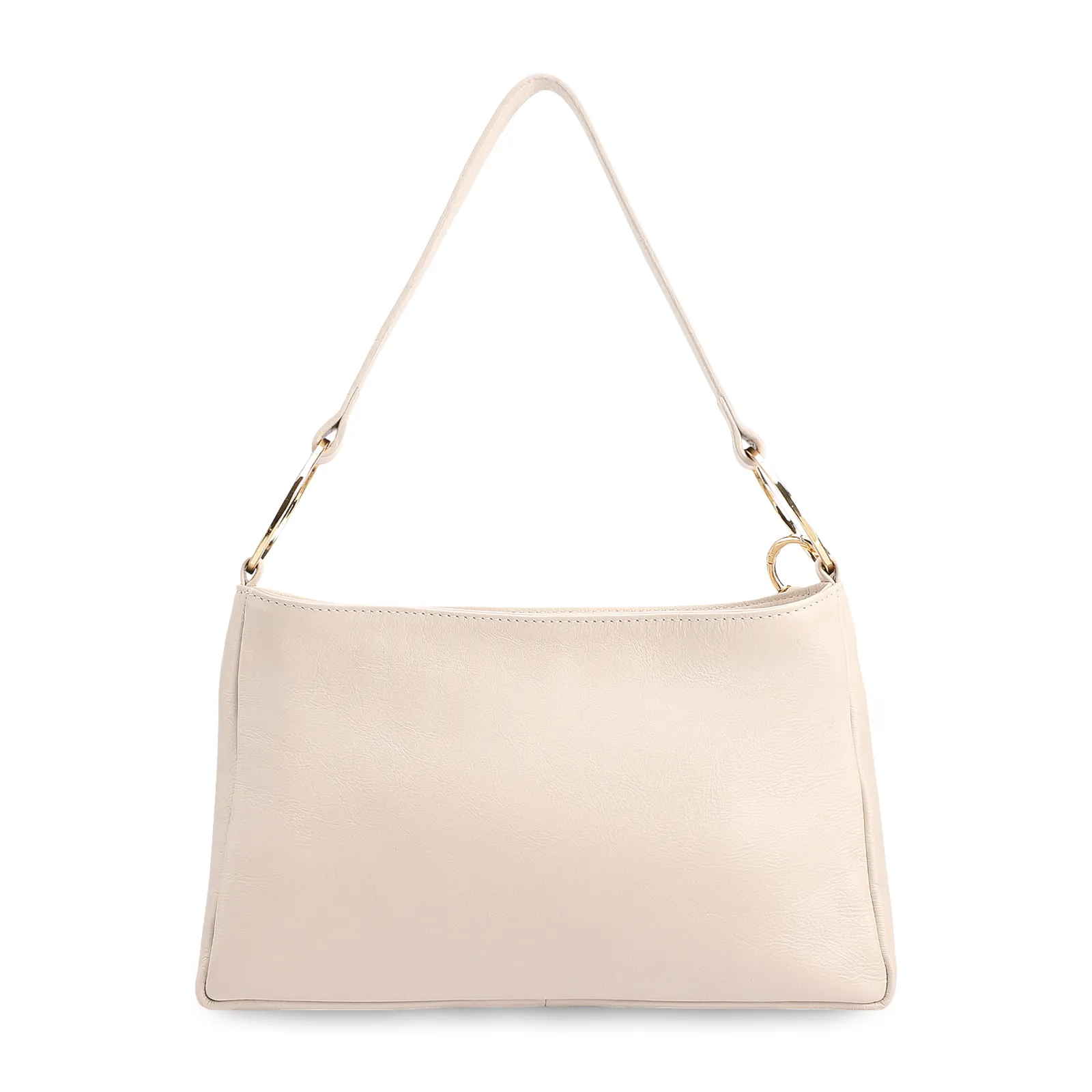 Bolsa De Ombro Pequena Couro Off White Pingente Corrente e Pedras