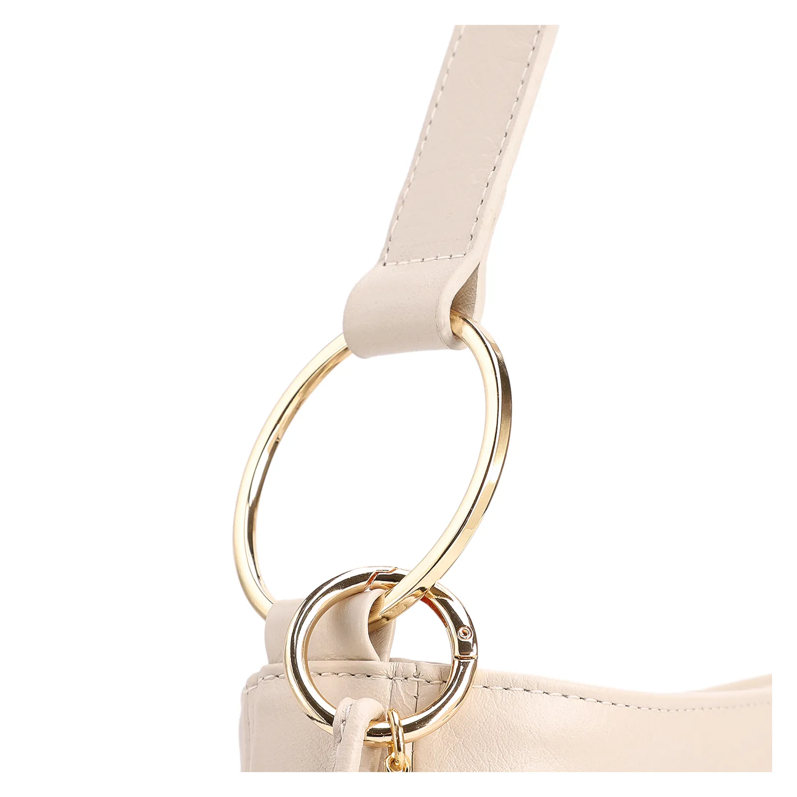 Bolsa De Ombro Pequena Couro Off White Pingente Corrente e Pedras