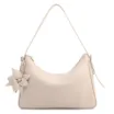  Bolsa De Ombro Pequena Couro Off White Pingente Flor - imagem 1
