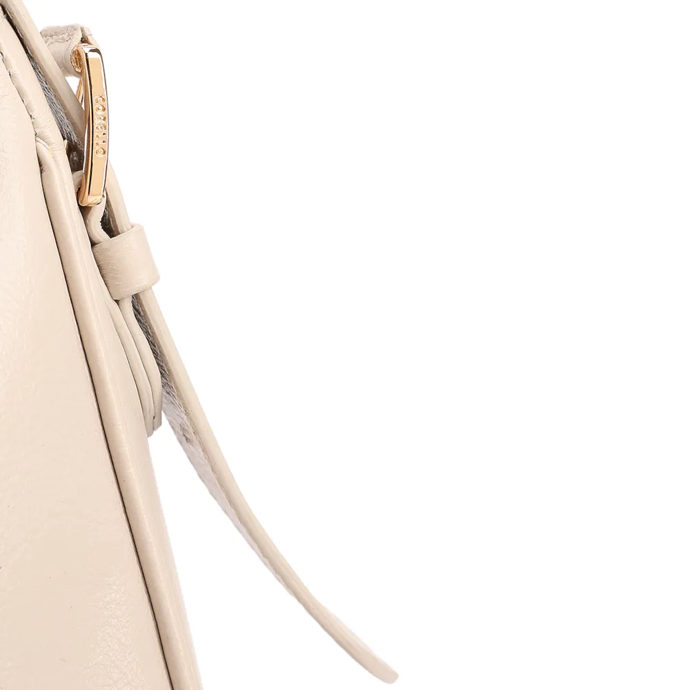  Bolsa De Ombro Pequena Couro Off White Pingente Flor - imagem 5