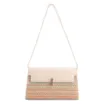 Bolsa De Ombro Pequena Couro Off White Ráfia Tramada Multicolor - imagem 1