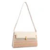 Bolsa De Ombro Pequena Couro Off White Ráfia Tramada Multicolor - imagem 2