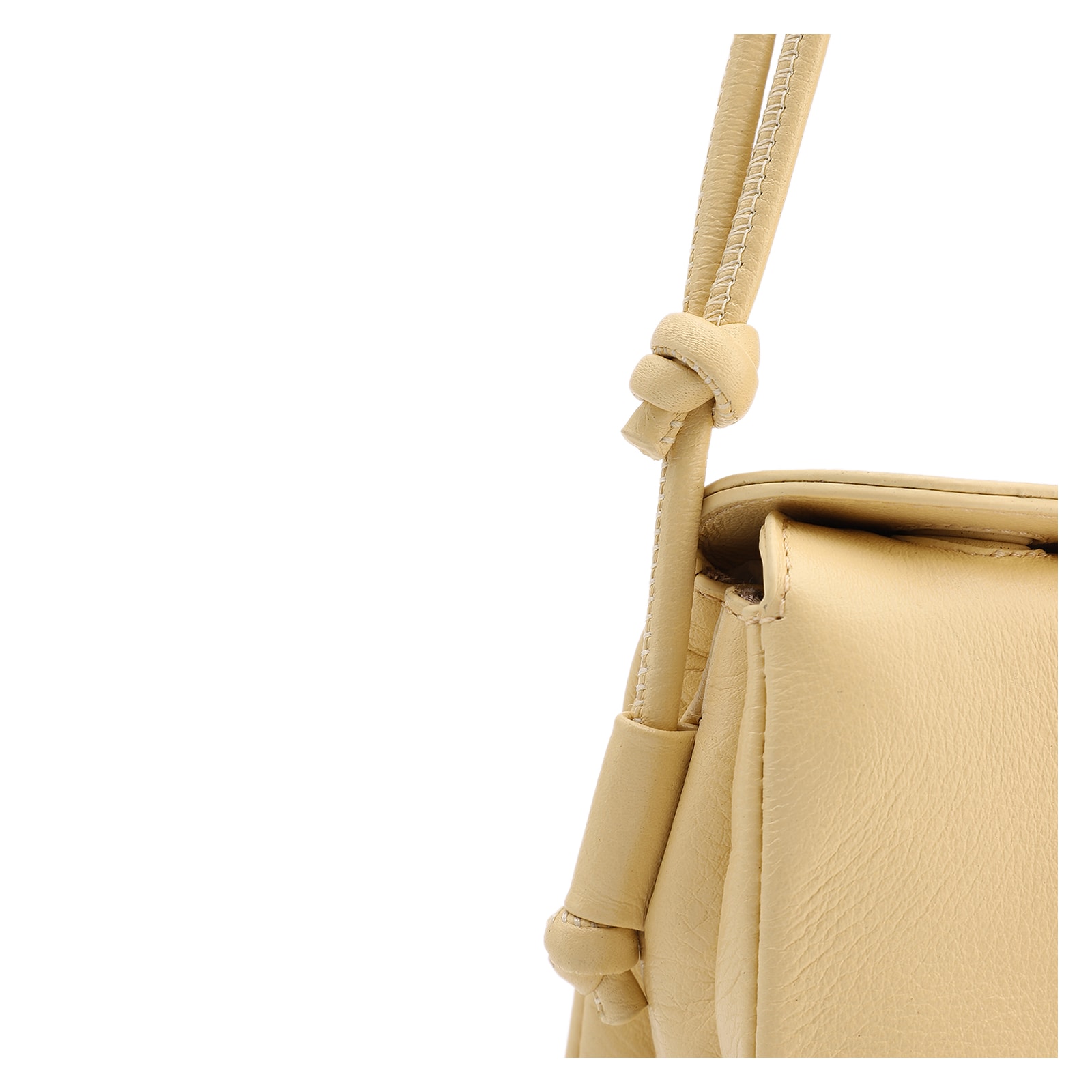 Bolsa De Ombro Pequena Couro Plume Amarelaoaba Flap