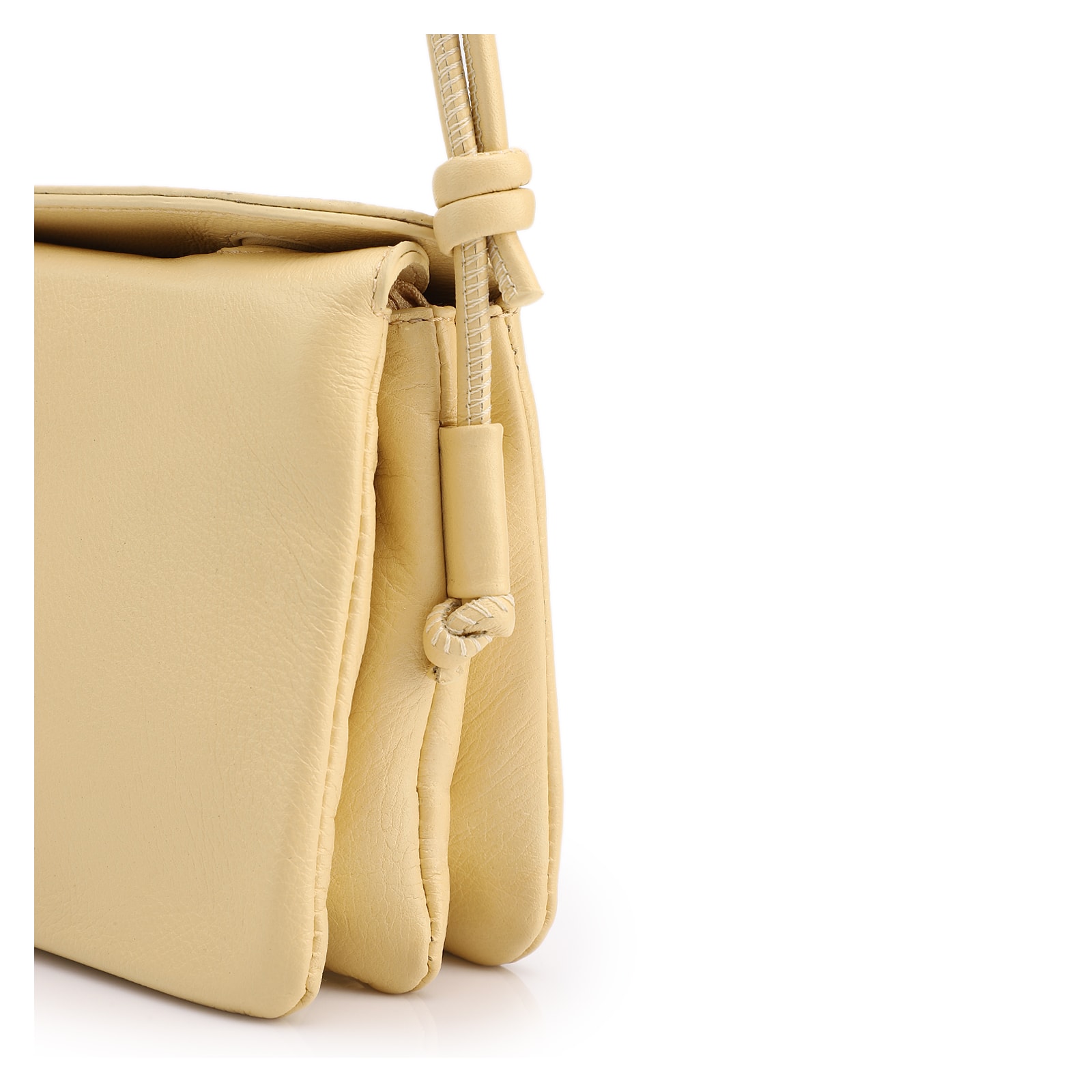 Bolsa De Ombro Pequena Couro Plume Amarelaoaba Flap