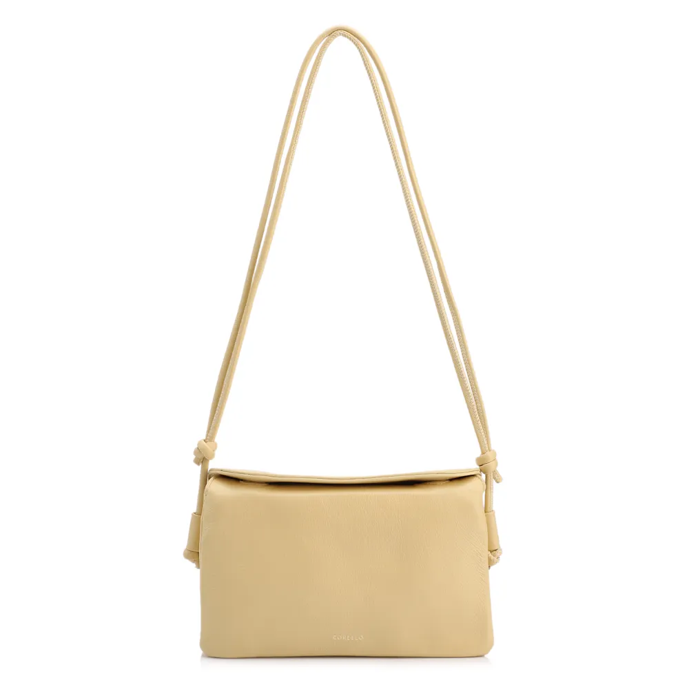 Bolsa De Ombro Pequena Couro Plume Amarelaoaba Flap