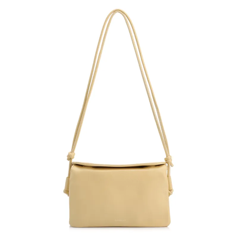 Bolsa De Ombro Pequena Couro Plume Amarelaoaba Flap