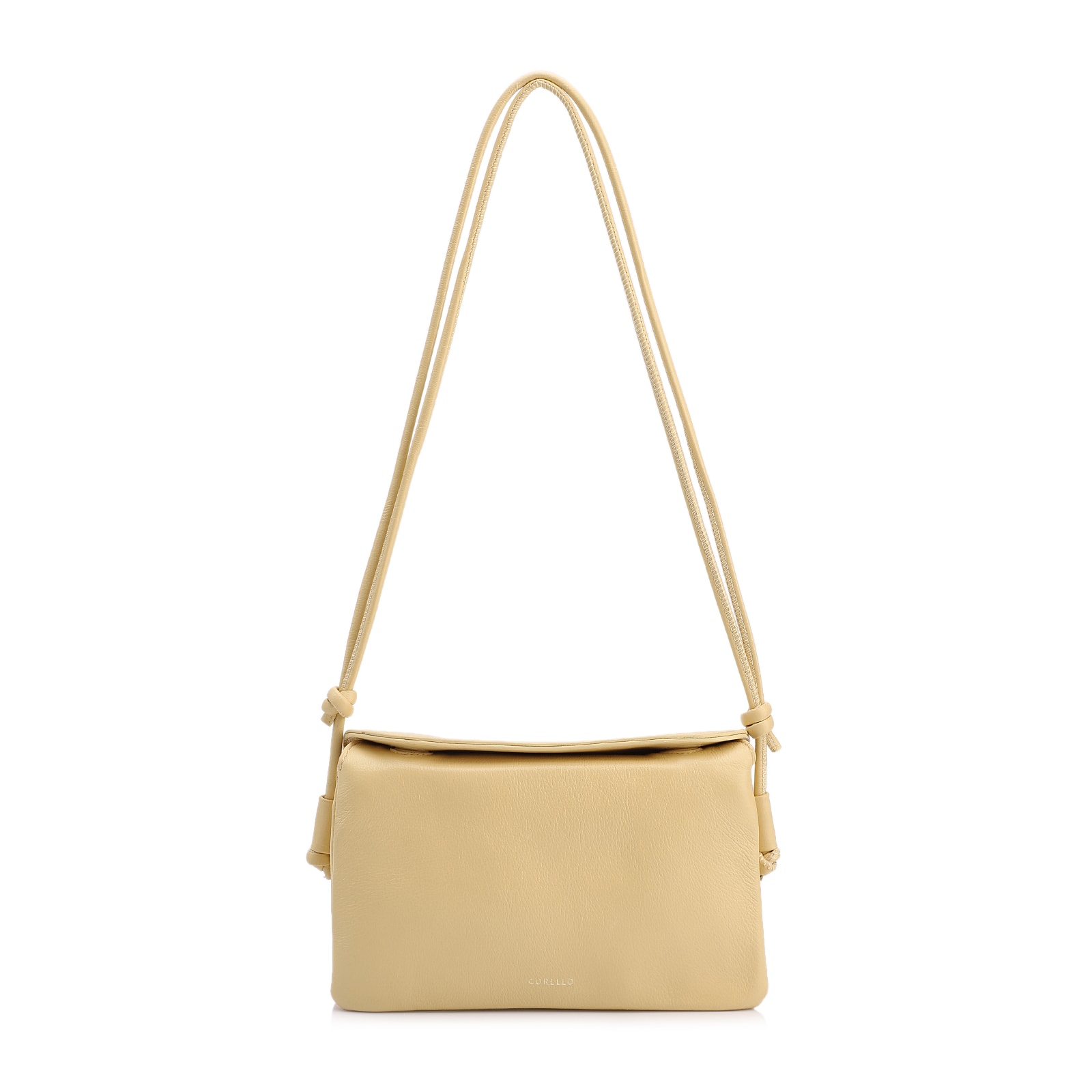 Bolsa De Ombro Pequena Couro Plume Amarelaoaba Flap