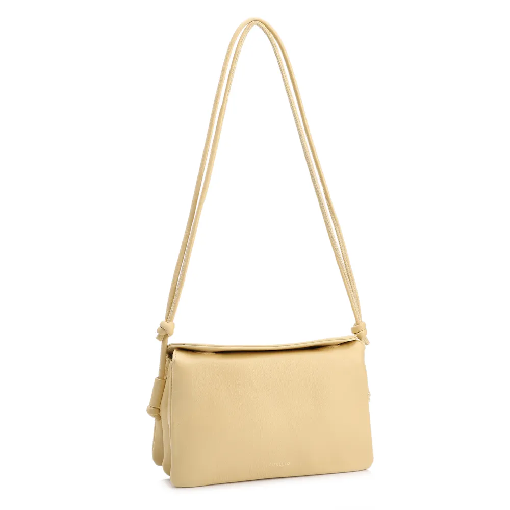 Bolsa De Ombro Pequena Couro Plume Amarelaoaba Flap - imagem 2