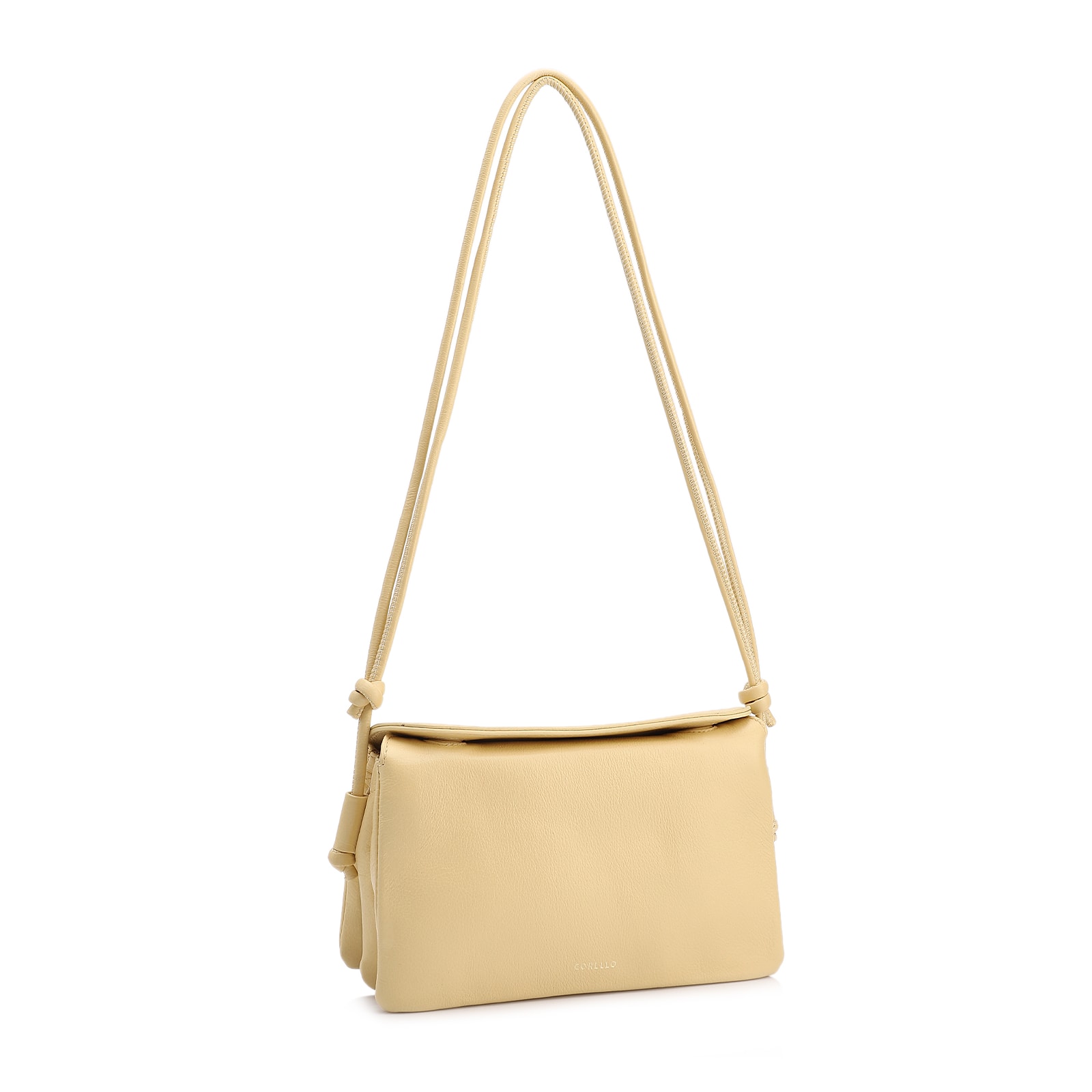 Bolsa De Ombro Pequena Couro Plume Amarelaoaba Flap