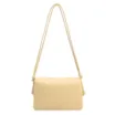 Bolsa De Ombro Pequena Couro Plume Amarelo Aba Flap - imagem 3