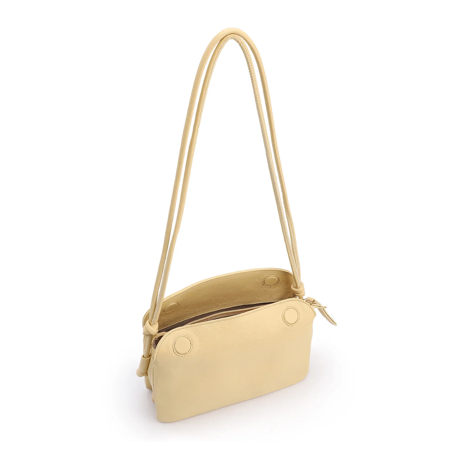Bolsa De Ombro Pequena Couro Plume Amarelo Aba Flap