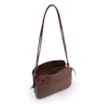 Bolsa De Ombro Pequena Couro Plume Marrom Aba Flap - imagem 4