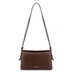 Bolsa De Ombro Pequena Couro Plume Marrom Aba Flap - imagem 1