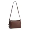 Bolsa De Ombro Pequena Couro Plume Marrom Aba Flap - imagem 2