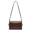Bolsa De Ombro Pequena Couro Plume Marrom Aba Flap - imagem 3