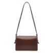 Bolsa De Ombro Pequena Couro Plume Marrom Aba Flap - imagem 3