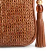 Bolsa De Ombro Pequena De Couro Marrom Claro Tramado Frontal - imagem 7