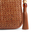 Bolsa De Ombro Pequena De Couro Marrom Claro Tramado Frontal - imagem 7