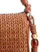 Bolsa De Ombro Pequena De Couro Marrom Claro Tramado Frontal - imagem 8
