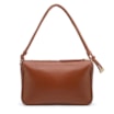 Bolsa De Ombro Pequena De Couro Marrom Claro Tramado Frontal - imagem 3