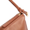 Bolsa De Ombro Pequena De Couro Marrom Claro Tramado Frontal - imagem 5