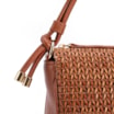 Bolsa De Ombro Pequena De Couro Marrom Claro Tramado Frontal - imagem 6