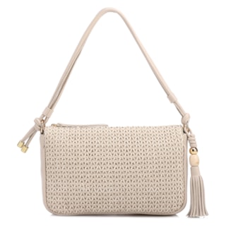Pequena de Couro Off white Tramado Frontal