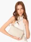 Bolsa De Ombro Pequena De Couro Off White Tramado Frontal - imagem 3