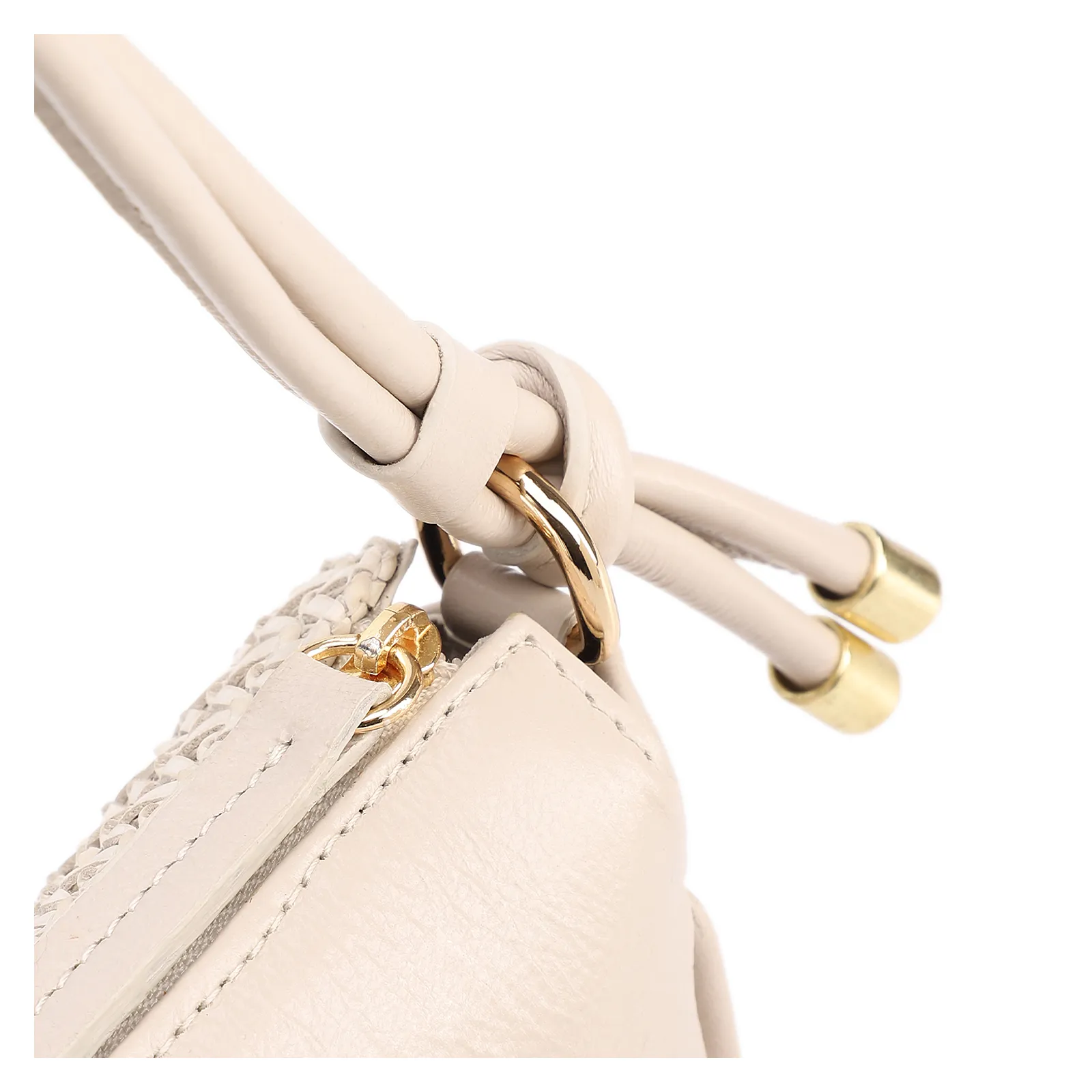 Bolsa De Ombro Pequena De Couro Off White Tramado Frontal