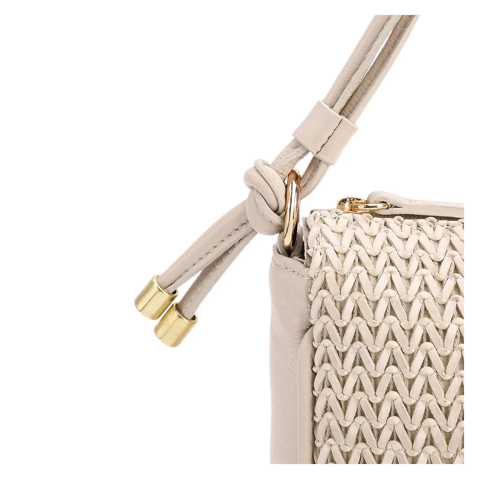 Bolsa De Ombro Pequena De Couro Off White Tramado Frontal