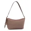  Bolsa De Ombro Pequena Linho/Couro Marrom Pingente - imagem 2