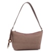  Bolsa De Ombro Pequena Linho/Couro Marrom Pingente - imagem 2