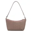  Bolsa De Ombro Pequena Linho/Couro Marrom Pingente - imagem 3
