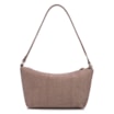  Bolsa De Ombro Pequena Linho/Couro Marrom Pingente - imagem 3