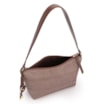  Bolsa De Ombro Pequena Linho/Couro Marrom Pingente - imagem 4
