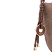  Bolsa De Ombro Pequena Linho/Couro Marrom Pingente - imagem 6