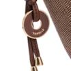  Bolsa De Ombro Pequena Linho/Couro Marrom Pingente - imagem 7