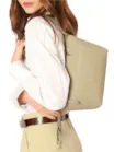  Bolsa De Ombro Pequena Linho/Couro Verde Pingente - imagem 2