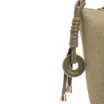  Bolsa De Ombro Pequena Linho/Couro Verde Pingente - imagem 7
