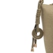  Bolsa De Ombro Pequena Linho/Couro Verde Pingente - imagem 6