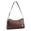 Bolsa De Ombro Pequena Marrom Couro Lezard Argola Dourada - imagem 3