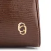 Bolsa De Ombro Pequena Marrom Couro Lezard Argola Dourada - imagem 7