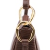 Bolsa De Ombro Pequena Marrom Couro Lezard Argola Dourada - imagem 9
