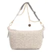 Bolsa De Ombro Pequena Off White Couro Alt Ráfia Tramada Bicolor - imagem 1