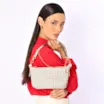 Bolsa De Ombro Pequena Off White Couro Alt Ráfia Tramada Bicolor - imagem 2