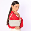 Bolsa De Ombro Pequena Off White Couro Alt Ráfia Tramada Bicolor - imagem 2