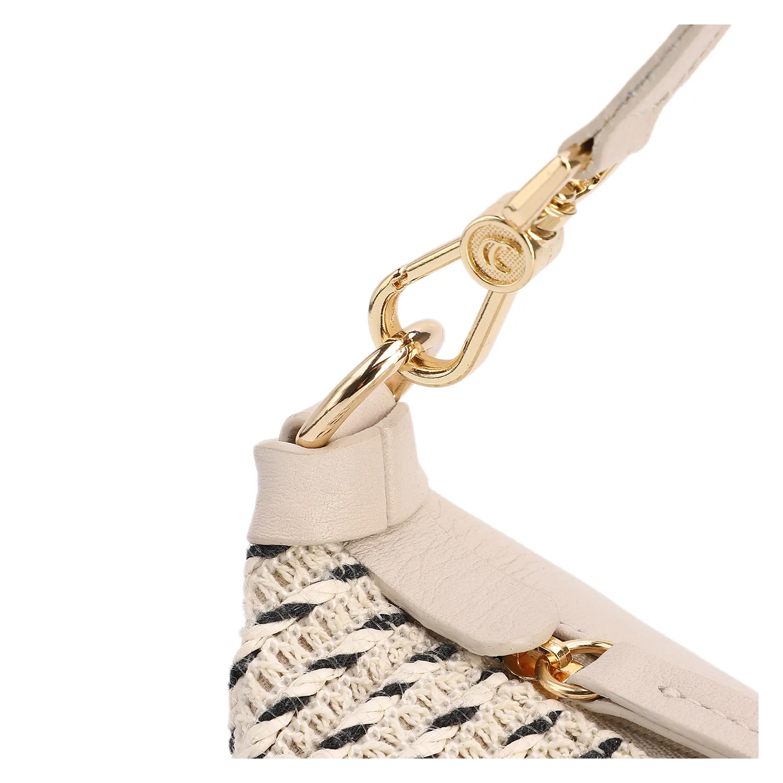 Bolsa De Ombro Pequena Off White Couro Alt Ráfia Tramada Bicolor